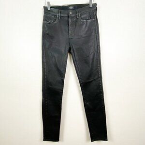 AGOLDE | Sophie High Rise Skinny Black Leatherette Jeans Waxed Denim 28